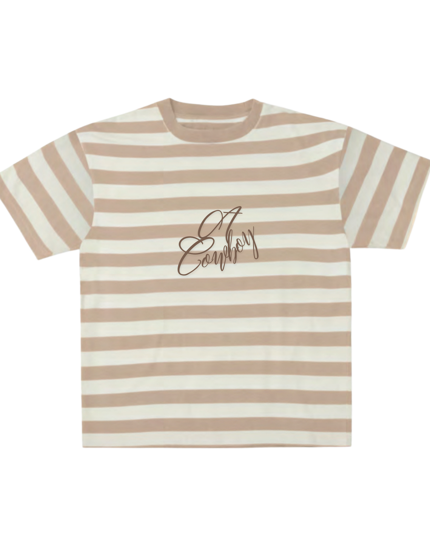 The Rocky Signature Script Tee inWheat Stripe