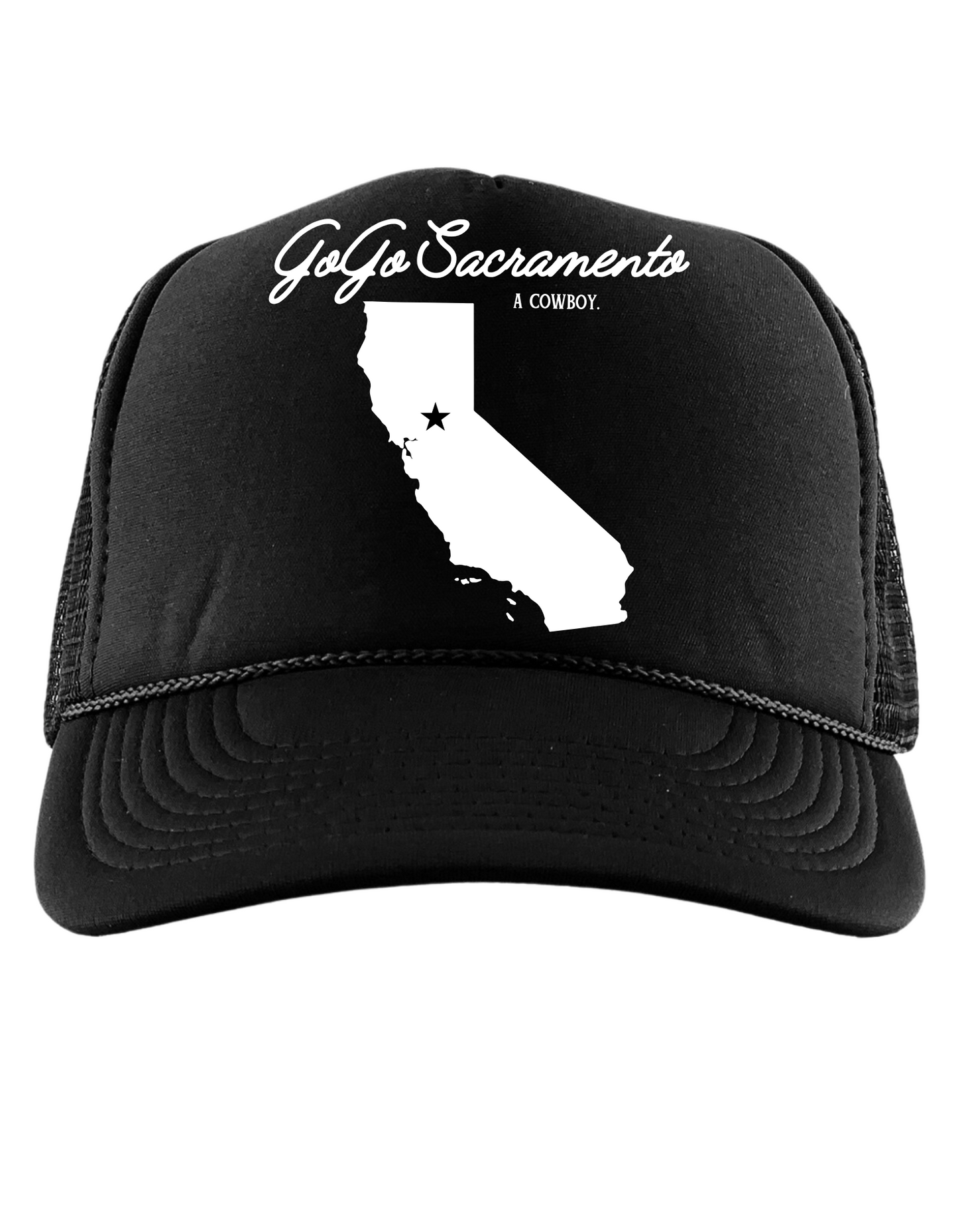 The GO GO Sacramento Statesman Trucker in Black