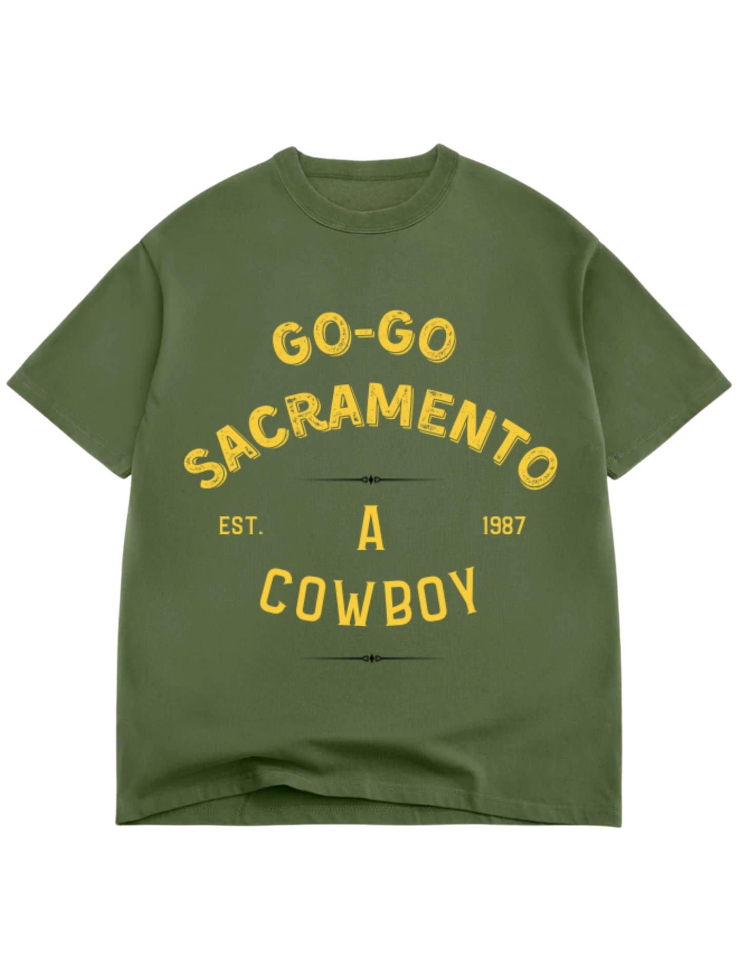 The GO GO Sacramento Tee in Vintage Olive