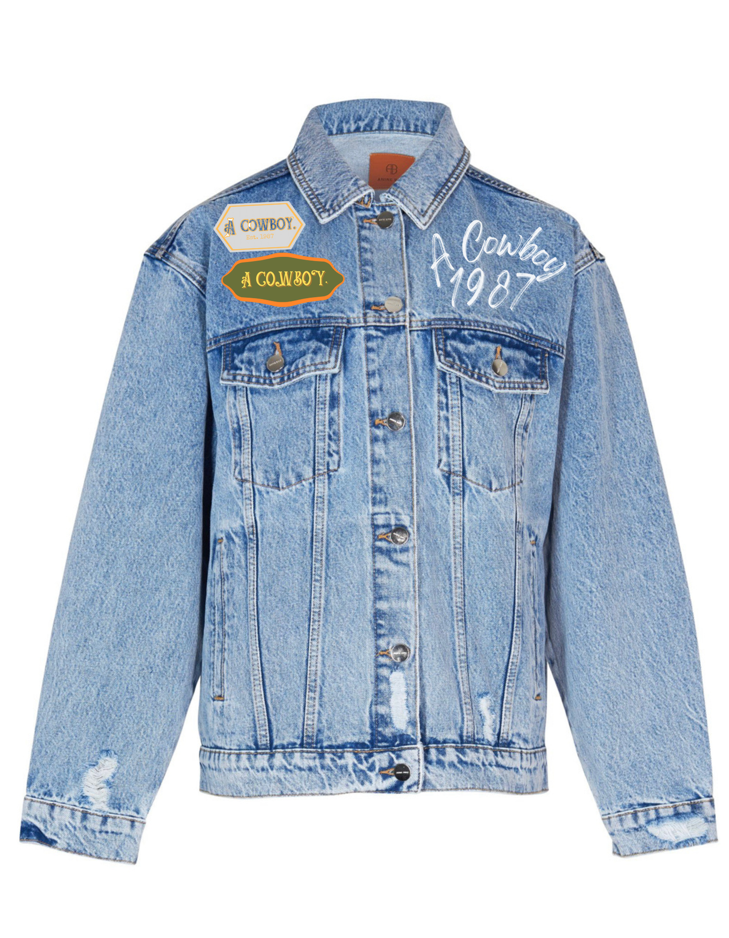 The A Cowboy Men's Denim Patchwork Jacket